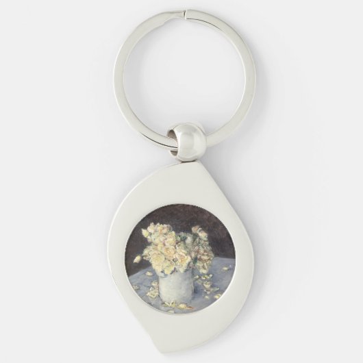 キャイルボット印象派による花瓶の黄色のバラ キーホルダー (正面)