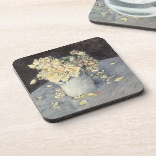 キャイルボット印象派による花瓶の黄色のバラ コースター (左側)