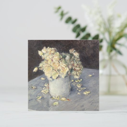 キャイルボット印象派による花瓶の黄色のバラ シーズンカード (スタンド正面)