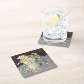 キャイルボット印象派による花瓶の黄色のバラ スクエアペーパーコースター (インサイチュ)