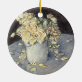 キャイルボット印象派による花瓶の黄色のバラ セラミックオーナメント (裏面)