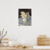 キャイルボット印象派による花瓶の黄色のバラ ポスター (キッチン)