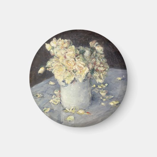 キャイルボット印象派による花瓶の黄色のバラ マグネット (正面)