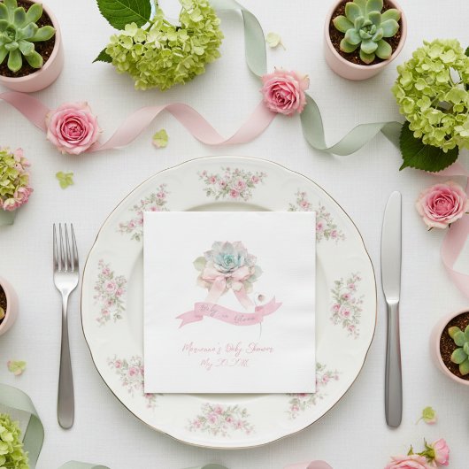 キャクタス ピンク リボン ベイビー ガール シャワーナプキン スタンダードランチョンナプキン