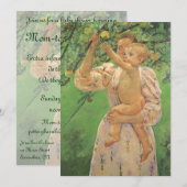 キャサットによる果物を選ぶ子供 ヴィンテージ ベビーシャワー 招待状 (正面/裏面)