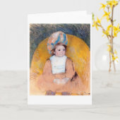 キャサットの黄色い肘掛け椅子に座る少女 カード (黄色い花)