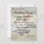 キャサット作のビーチの子供たち、ヴィンテージ誕生日 招待状 (裏面)