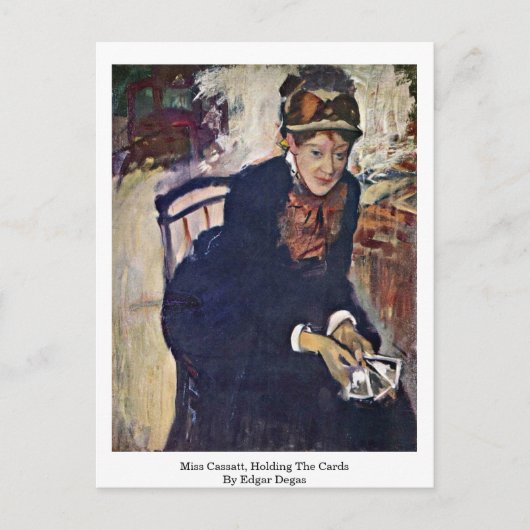 キャサッ恋しく思ト、エドガー・デガのカードを持って ポストカード (正面)
