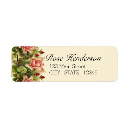 キャサリンクラインアプリコットピンクローズ差出人住所 ラベル (正面)
