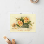 キャサリンクラインイエローローズベスター誕生日はがき ノートカード (正面/裏面インサイチュ)