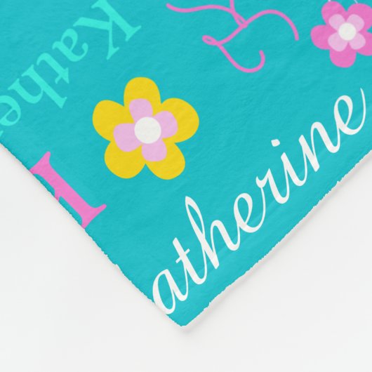 キャサリンパーソナライズされたの名前アクアピンクの毛布 フリースブランケット (角)