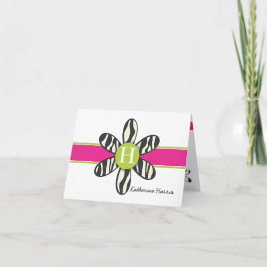 キャサリン – ゼブラとホットピンク サンキューカード (正面)