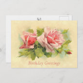 キャサリンKleinのピンクのバラのスプレーの誕生日の郵便はがき ノートカード (正面/裏面)
