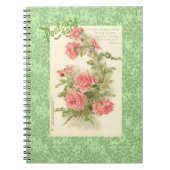 キャサリンKleinのピンクのバラの緑は郵便はがきを残します ノートブック (正面)