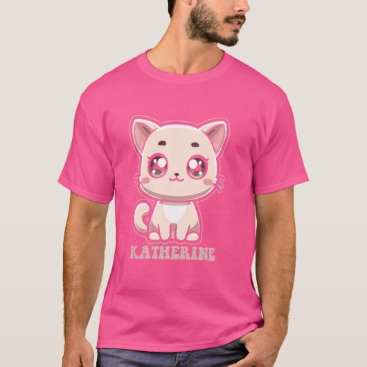 キャサリーヌかわいい子ネコデザインガールズネームKat Tシャツ (正面)