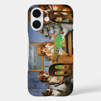 キャシアス・マーセラス・クーリッジの「ポーカーをする犬」 iPhone 16ケース