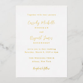 キャシディ伝統的エレガントな結婚式 箔招待状