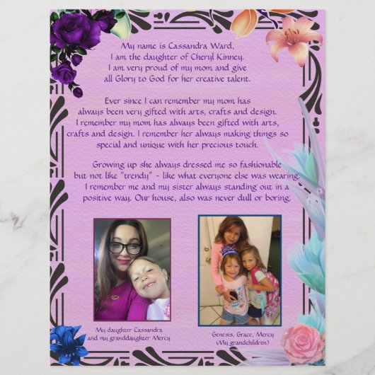 キャシーの献身パーソナライズされた紙 (正面)