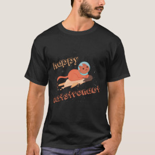 キャストロノート 幸せな猫 宇宙飛行士 Tシャツ