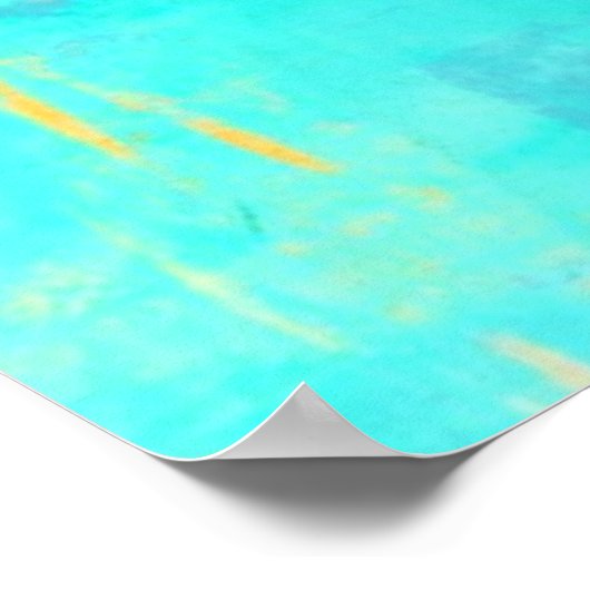 キャスト遠くにターコイズとオレンジ抽象芸術アート ポスター (角)