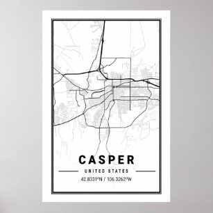 キャスパーワイオミングUSAシティトラベルシティマップ ポスター