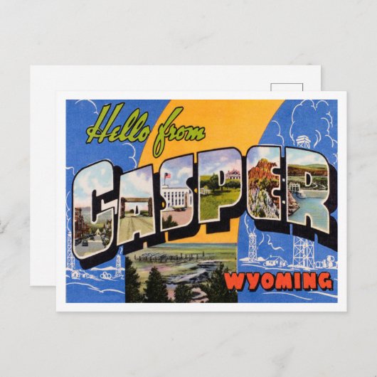 キャスパー、ワイオミンヴィンテージ旅行からの挨拶 ポストカード (正面/裏面)
