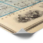 キャス郡の地図、アイオワ州 ポスター (角)