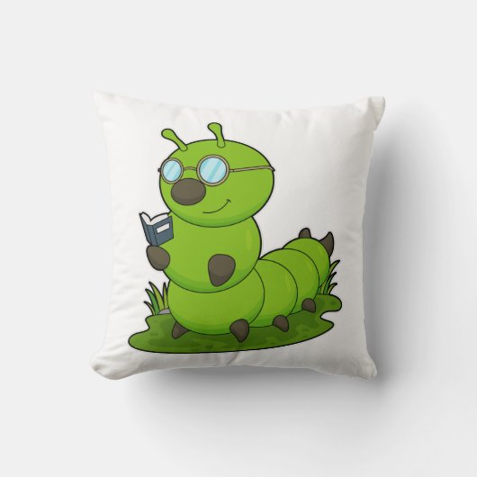 キャタピラおたくとメガネ&ブック クッション (正面)