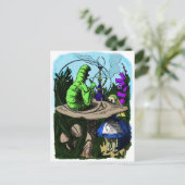 キャタピラが不思議の国のアリスに彩色 ポストカード (スタンド正面)