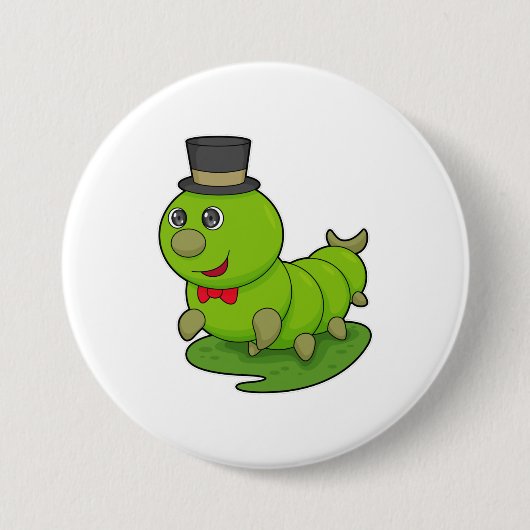 キャタピラは気筒のある紳士 缶バッジ (正面)