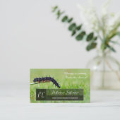 キャタピラやる気を起こさせるググレー長方形モノグラム 名刺 (スタンド正面)