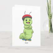 キャタピラーがインラインスケーターとしてローラースケートを履く .png カード (裏面)