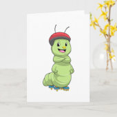 キャタピラーがインラインスケーターとしてローラースケートを履く .png カード (黄色い花)