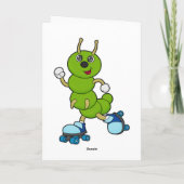 キャタピラーがインラインスケートを履いてスケートを楽しむ カード (裏面)