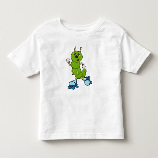 キャタピラーアットインラインスケートで滑るとローラスケート トドラーTシャツ (正面)