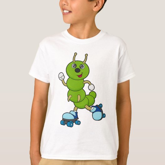 キャタピラーアットインラインスケートで滑るとローラスケート Tシャツ (正面)