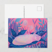 キャタピラーキャットピンクパープルブルーファンタジー ポストカード (正面/裏面)