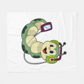 キャタピラーヘッドフォン音楽 フリースブランケット (正面(横))