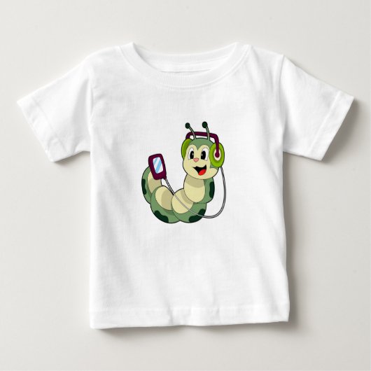 キャタピラーヘッドフォン音楽 ベビーTシャツ (正面)