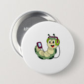 キャタピラーヘッドフォン音楽 缶バッジ (正面&裏面)