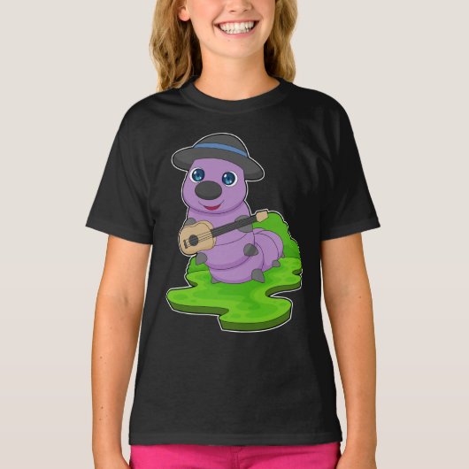 キャタピラーミュージシャンギター音楽 Tシャツ (正面)