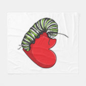 キャタピラーラブハート フリースブランケット (正面(横))