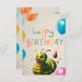 キャタピラー誕生日ジョイカード 招待状 (正面/裏面)