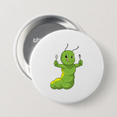 キャタピラー(スプーン&フォーク付) 缶バッジ (正面&裏面)