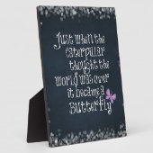 キャタピラ感動的バタフライ引用文 フォトプラーク (側面)