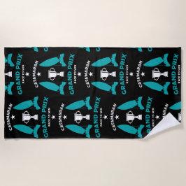 キャタマランハイドロフォイル帆船レース ビーチタオル