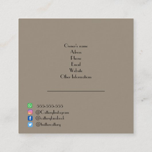 キャタリパーソナライズされたー用角型ビジネスカード スクエア名刺 (裏面)