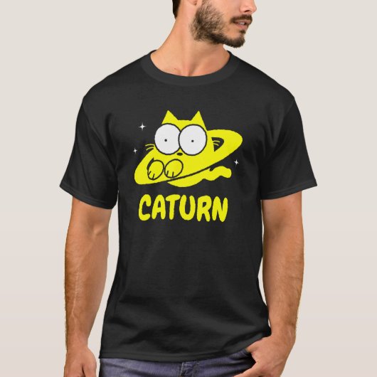 キャターン猫+スペースサターン落書き Tシャツ (正面)
