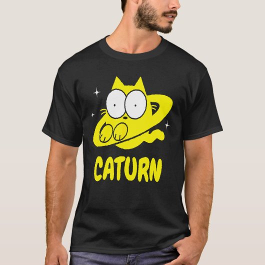 キャターン猫 宇宙サターン落書き Tシャツ (正面)