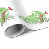 キャッいけなトクリスマスツリーおもしろいホリデーユーモア ラッピングペーパー (ロールコーナー)